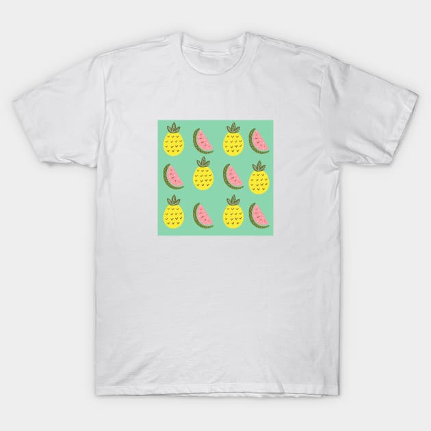 Pineapple-watermelon Pattern T-Shirt by Moshi Moshi Designs